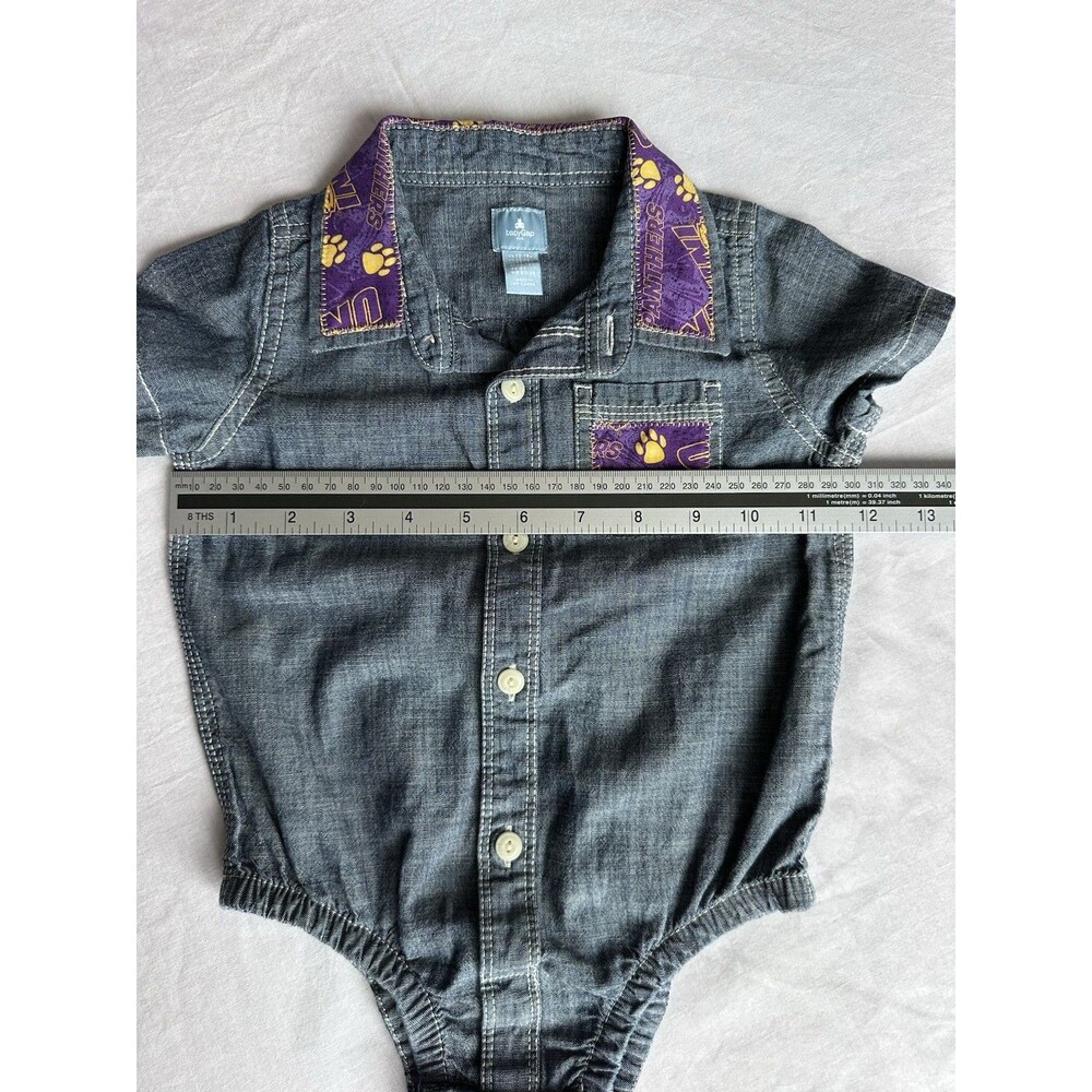UNI Panthers babyGAP Denim Bodysuit Custom Purple & Gold Northern Iowa 12-18 mo - Picture 7 of 7